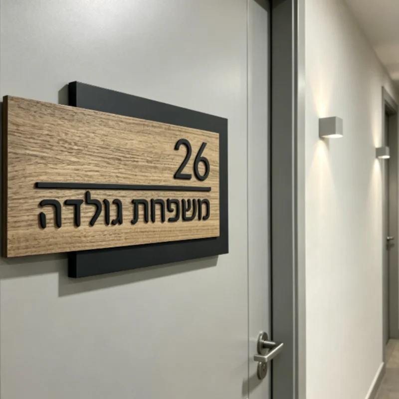 Custom Hebrew Name Sign Acrylic 3D Home Entrance Family Door Plate Apartment House Numbers Personalized Sign