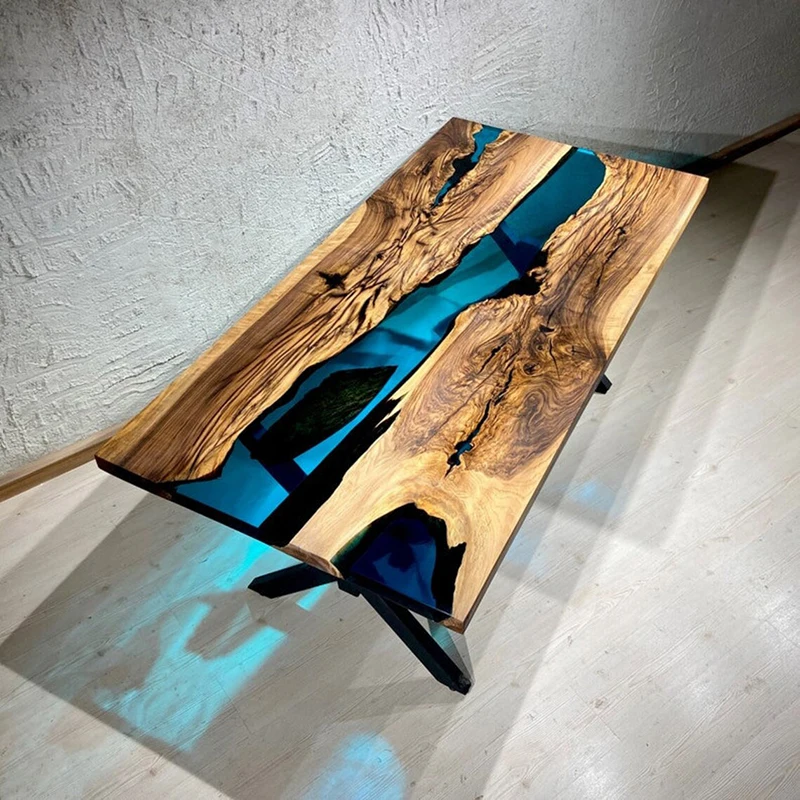 custom.Quick Product Living Room Furniture Buy 40 Mm Polish Leaves 3D Stone Lamp Flower Epoxy Resin Tables With Chair