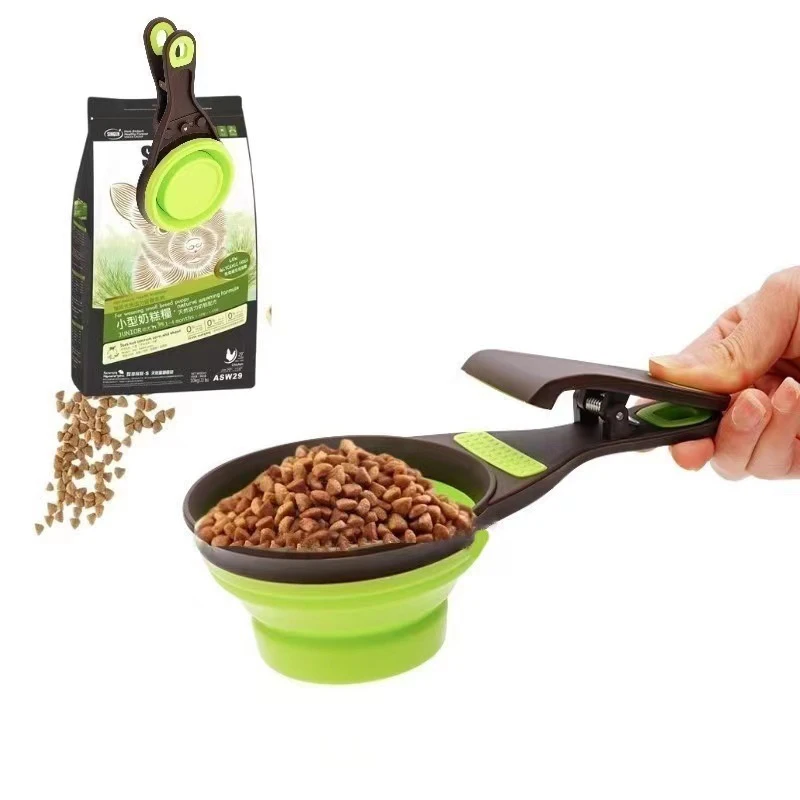 

Silicone Folding Pet Bowl Food Spoon Multifunctional Convenient Dog Food Sealing Clip Puppy Feeder Supplies