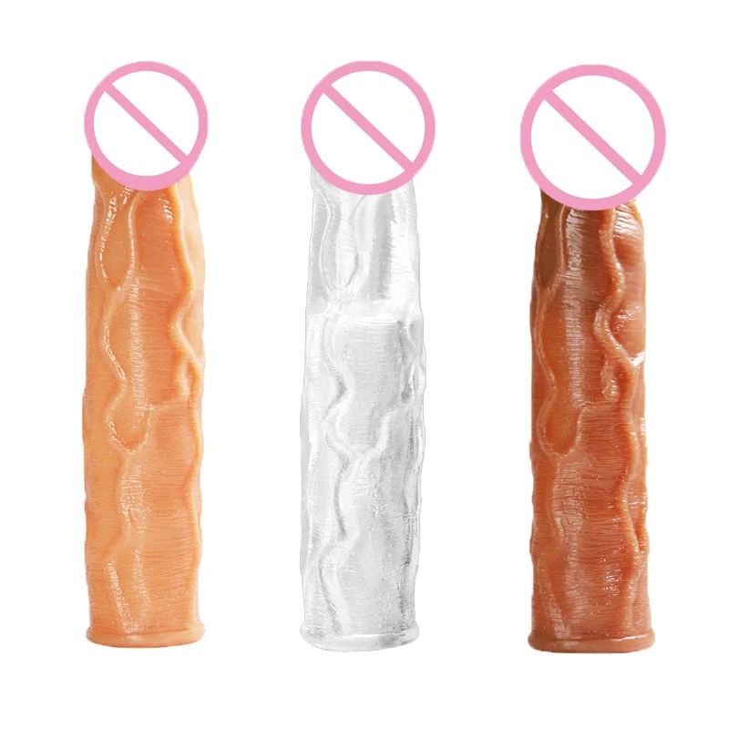 Penis Extender Sleeve Penis Enlargement 6/7/8cm 3 Types Reusable Condoms Delay Ejaculation Sex Toys for Men Sex Products