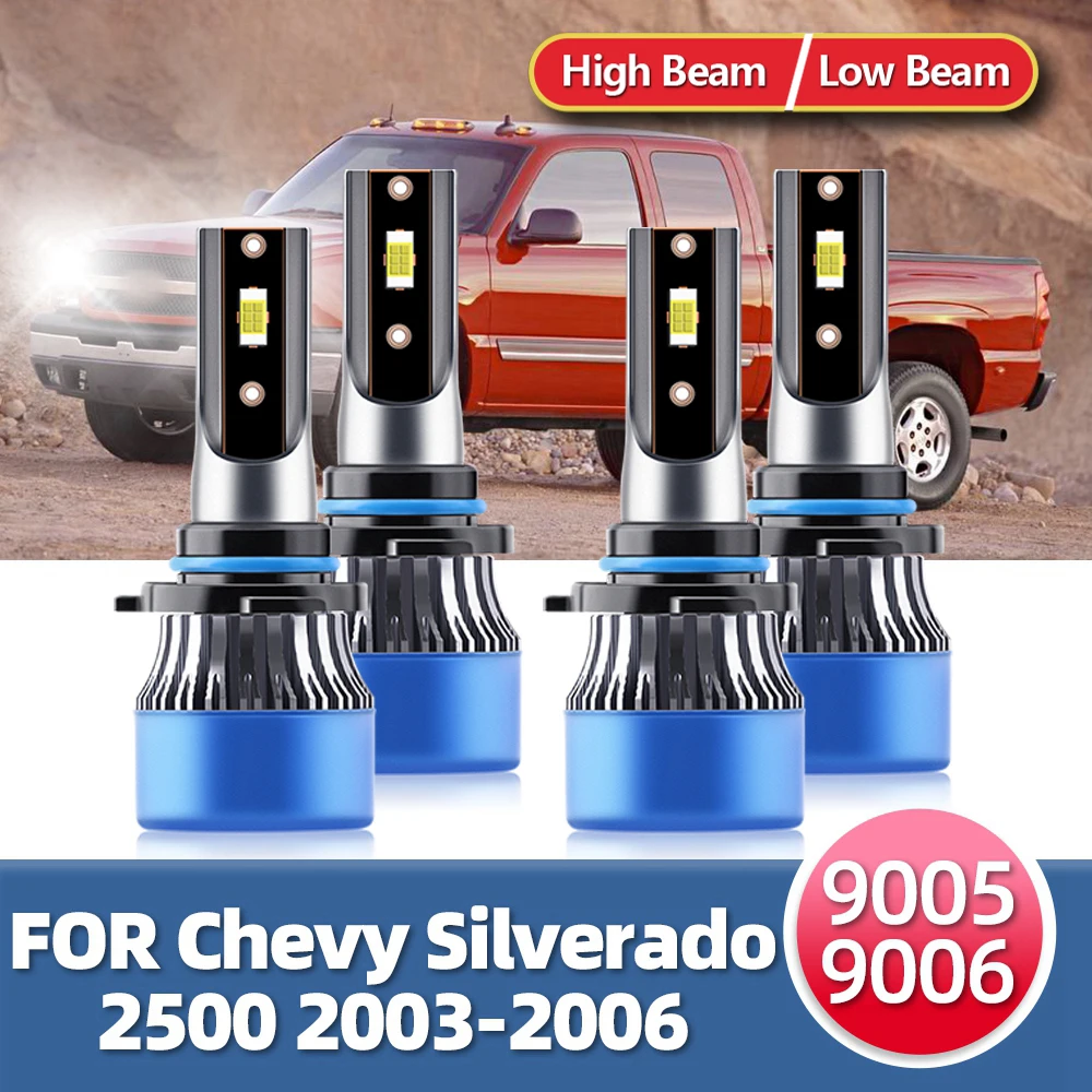 

2/4PCS LED Headlight Bulbs Combo High Low Front Car Headlamps Kit Bright CSP Lamp For Chevy Silverado 2500 2003 2004 2005 2006