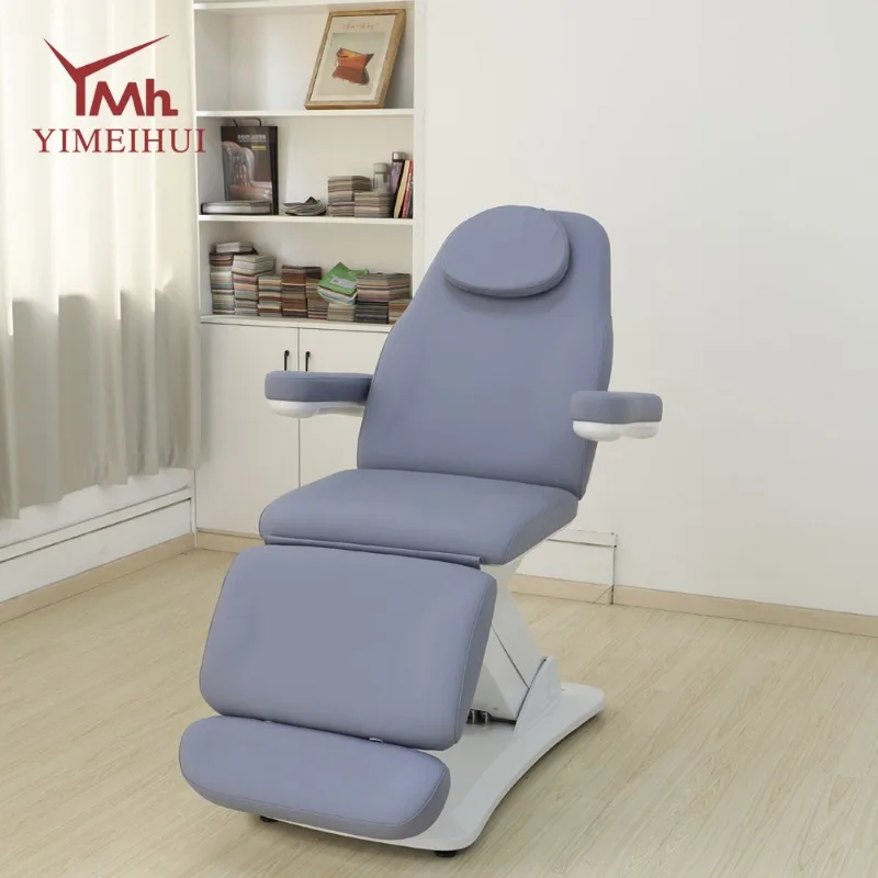 Salon Furniture 3 Motors Electric Beauty Bed Single Column Base Salon Electric Spa Massage Bed With Built-in Foot Control