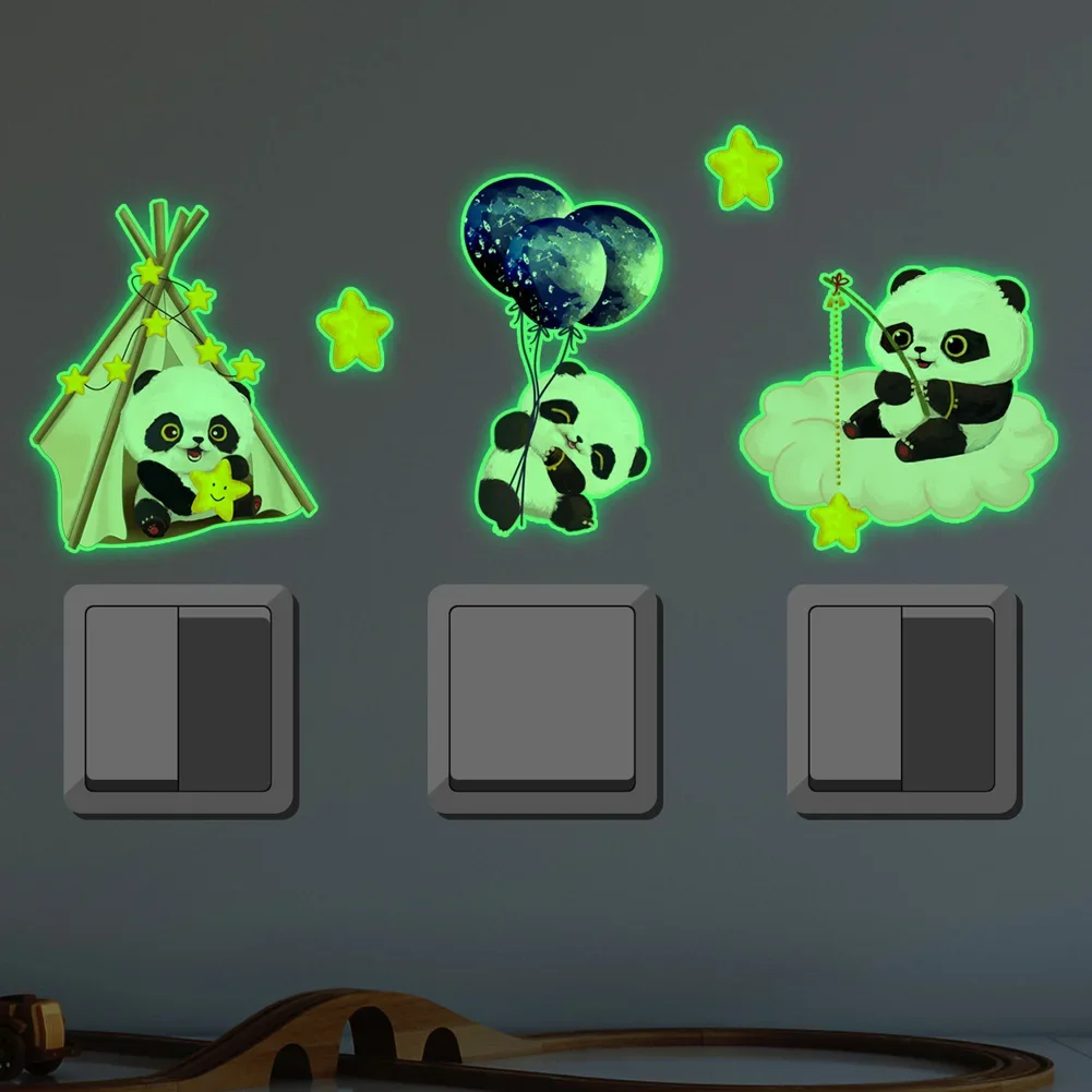 

Luminous Panda Balloon Star Wall Stickers Baby Room Switch Decor Bedroom Decoration Glow In The Dark Removable Decals Dachsund