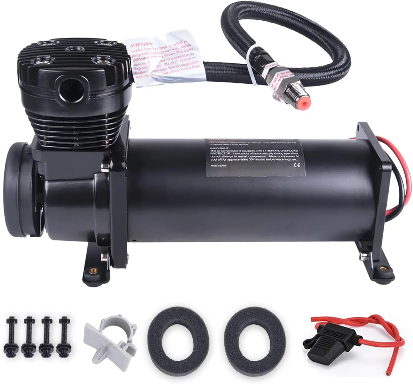 200Psi Heavy Duty Air Train Horn/Air Ride Suspension Compressor 12V 1/4Npt Pneumatic Suspension Compressor Black For Car Horns