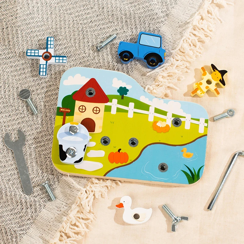 Crianças brinquedos educativos para crianças ferramenta parafuso porca 3d puzzle brinquedos padrão dos desenhos animados presente montessori auxiliares de ensino