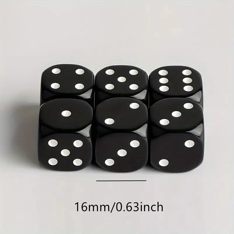 10 Pcs/set 14mm/0.55inch Or 16mm/0.63inch Black Acrylic Dice Board Game Party Entertainment Bar