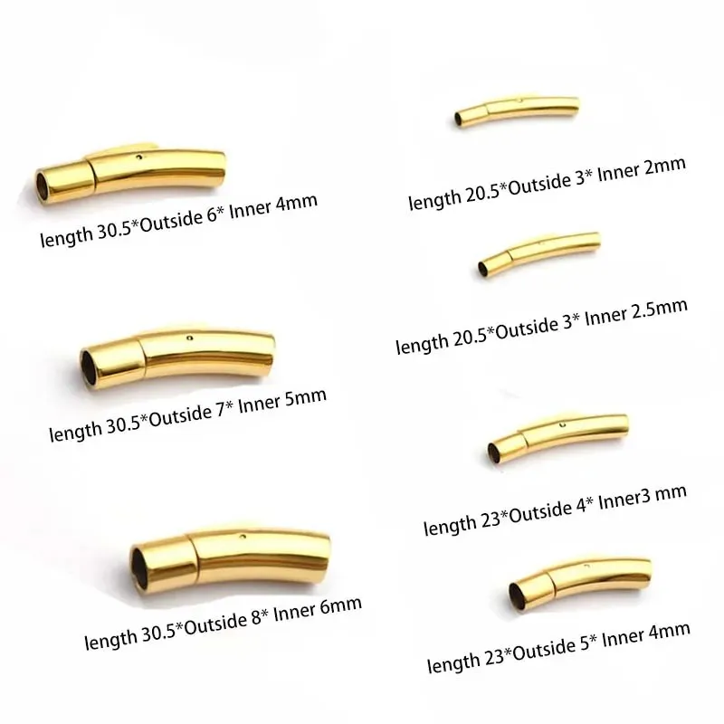 10pc Stainless Steel Bayonet Clasp 2mm 3mm 4mm 5mm for Hole Pushlock Lace Buckle Leather Cord Clasps Bracelet Jewelry Making