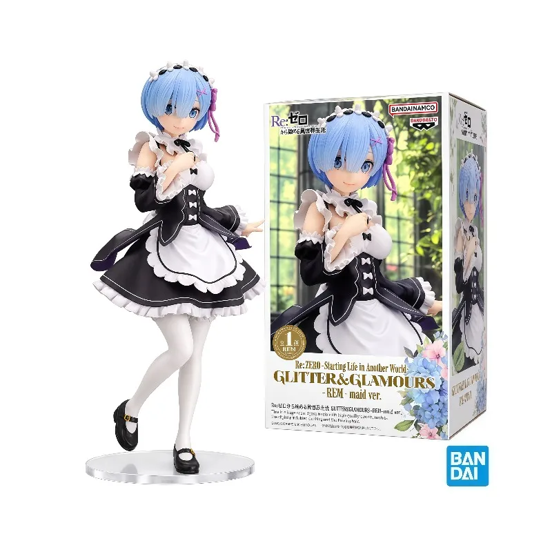 Genuine Original Banpresto Re:Zero Rem Glitter & Glamours Maid Ver Anime PVC Figure Collection Desktop Display Ornament In Stock