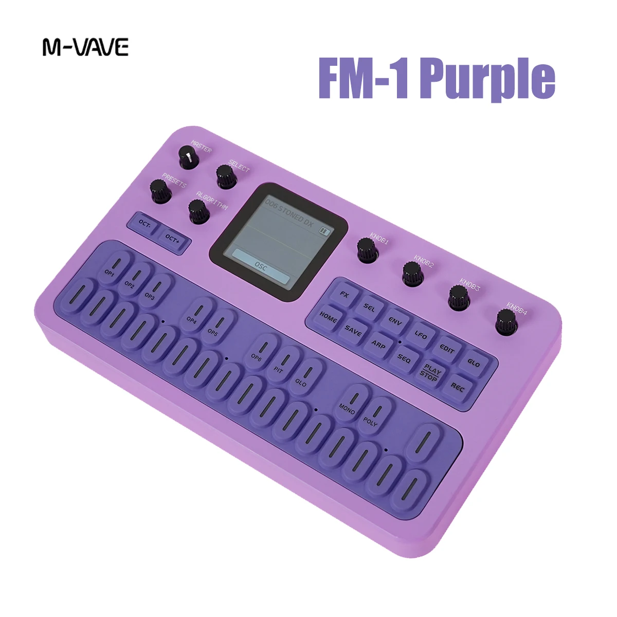 M-VAVE FM-1(SK15) Purple FM Synthesis Keyboard – 6 Operators, 32 Algorithms, Reverb/Delay/Distortion, 16-Step Sequencer, MIDI
