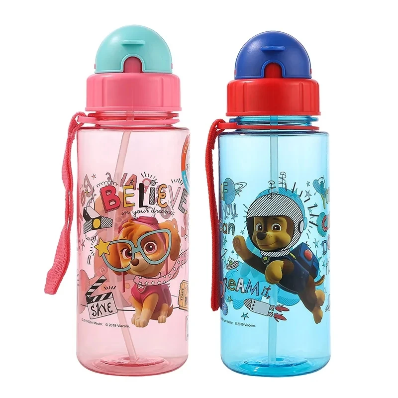 500ML Paw Patrol Bottle Cups With straw Cartoon Cute Lovely Eco-friendly lid Portable PP Tritan Cup Kids Sport Bottle