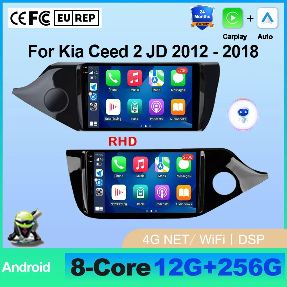 

Android OS Car Radio Stereo Multimidia Video Player For Kia Ceed 2 JD 2012 - 2018 GPS Navigation Carplay Auto Stereo Bluetooth