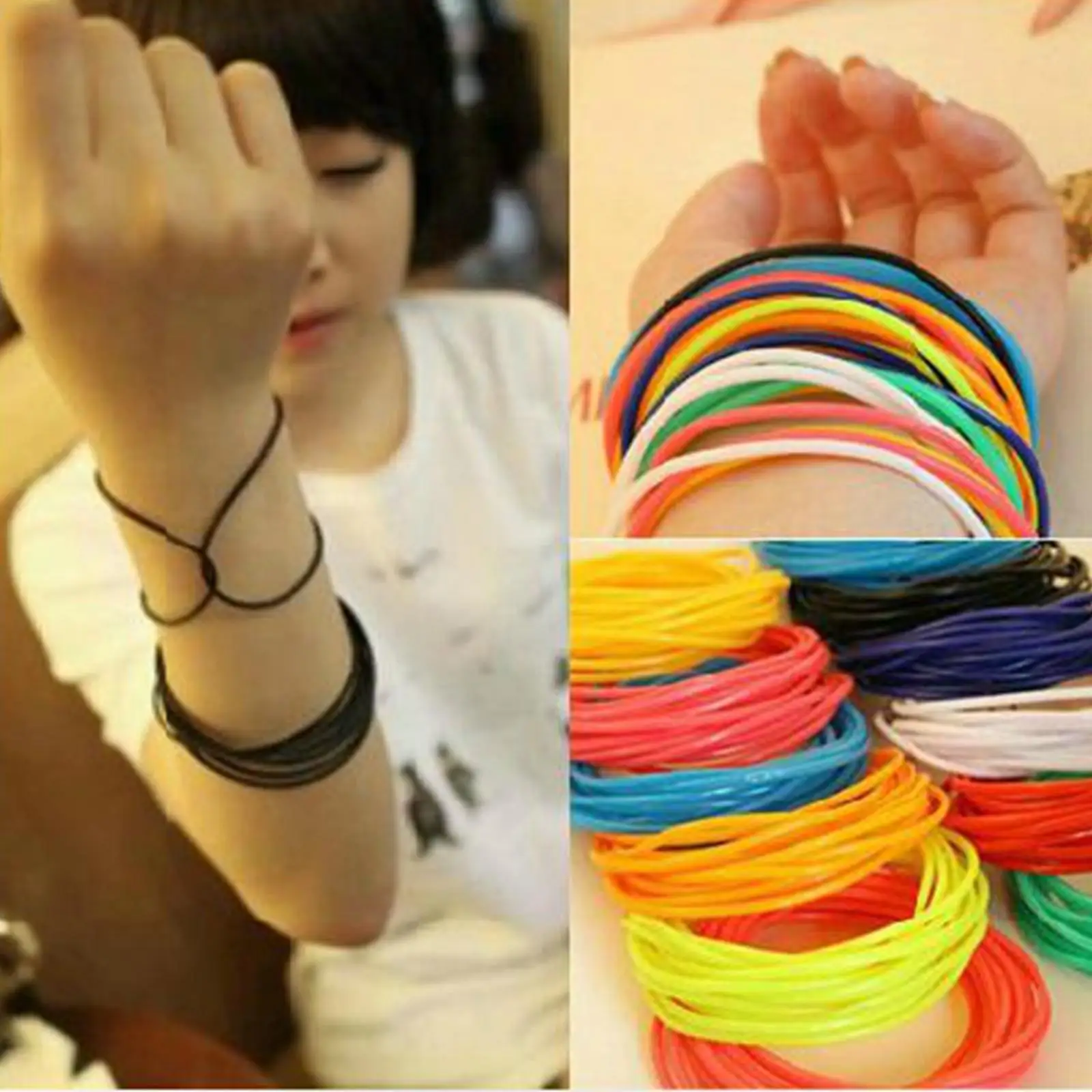 Silicone Hair Strap Bracelet Multicolor Elastic Hair Bands Ponytail Accessories for Women Girls Children Gift