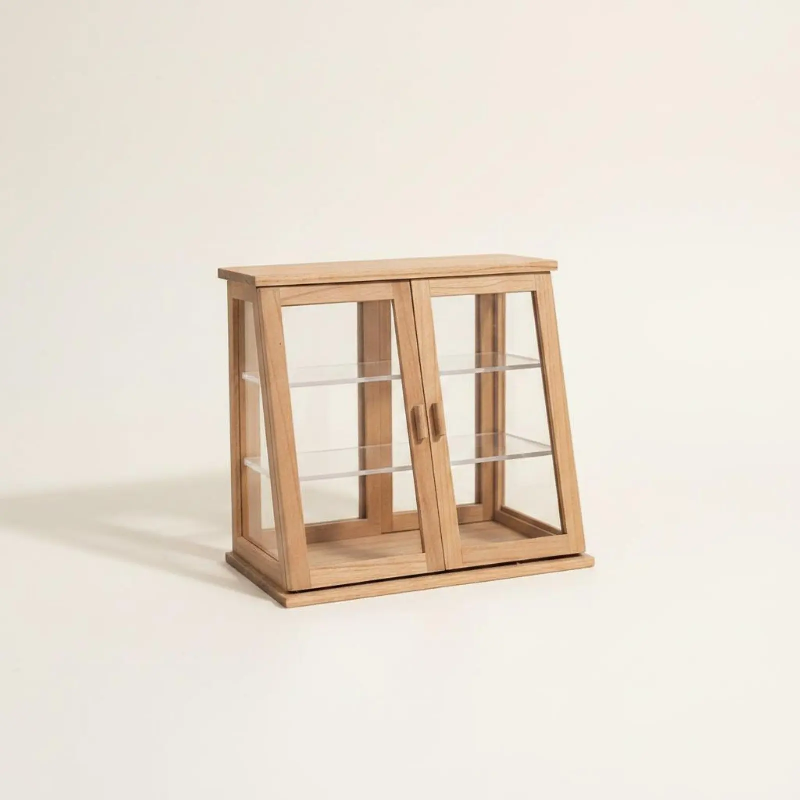 

Dollhouse Double Door Cabinet Fine Workmanship Miniature Wooden Display Cabinet Miniature Dessert Display Case Lifelike Details