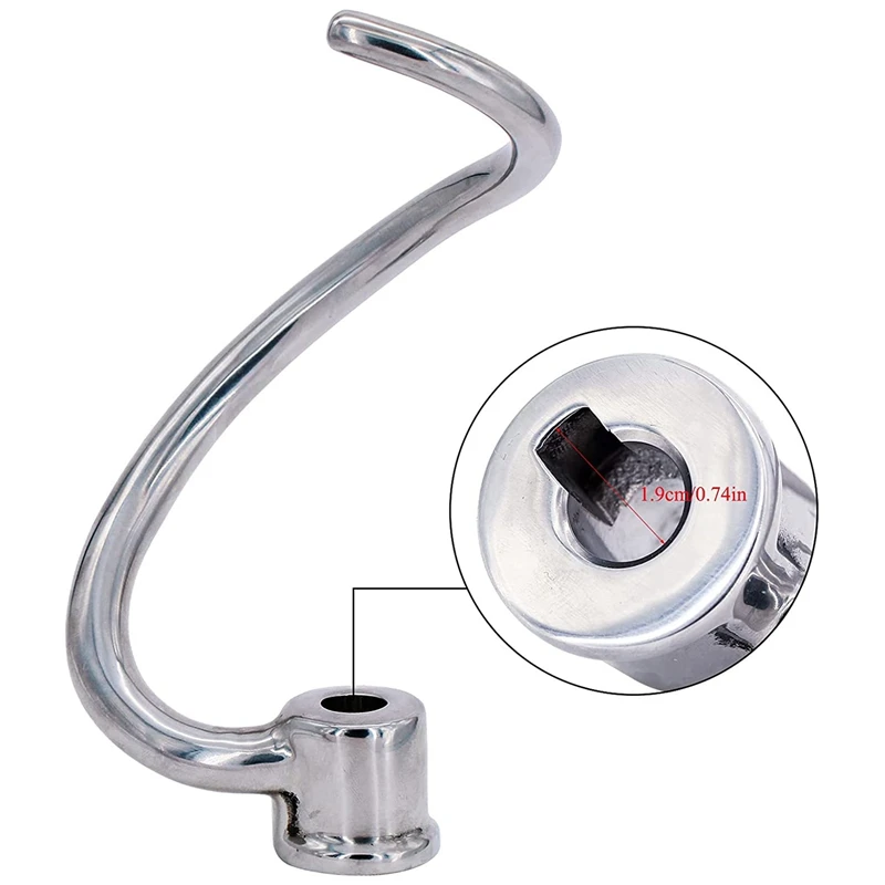 7 Quart Dough Hook Replacement For Kitchenaid KSM7990 KSM7581 Stand Mixer - Stainless Steel