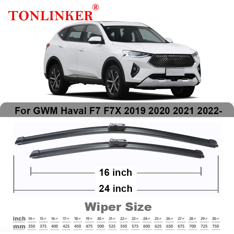 TONLINKER Car Front Windscreen Wiper Blades For GWM Haval F7 F7X 2019 2020 2021 2022 Car Accessories Wiper Blade Brushes Cutter