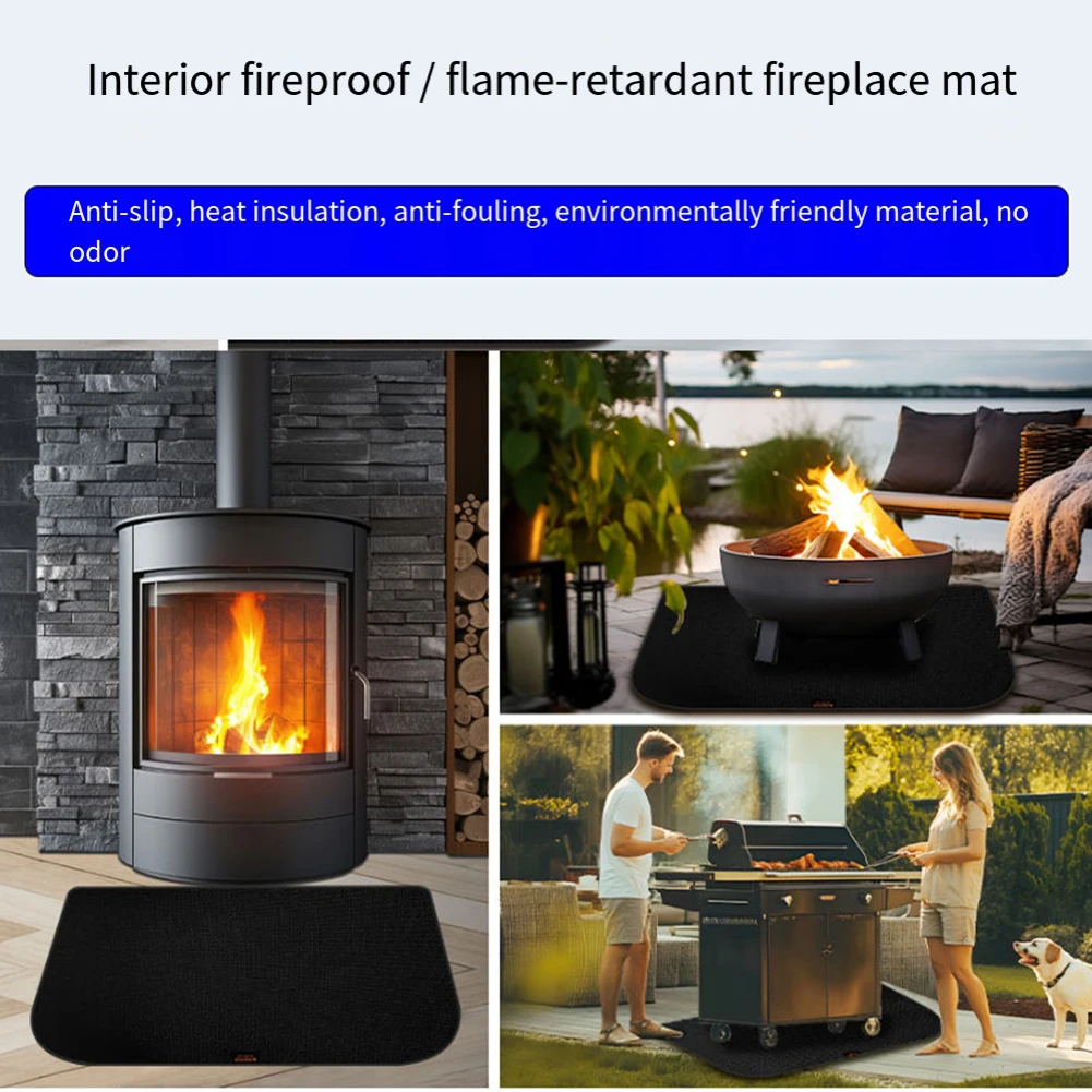 Half Circle Fireplace Carpet, Silicone Fireproof Fireplace Insulation Floor Mat Mat Half Round Floor Protective Fireproof