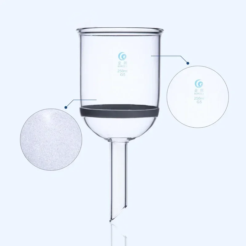 30 ml/60 ml/100 ml/250 ml/500 ml Labor Glas Filter Trichter Saug Trichter mit Ast Rohr Sand Kern Labor Ausrüstung