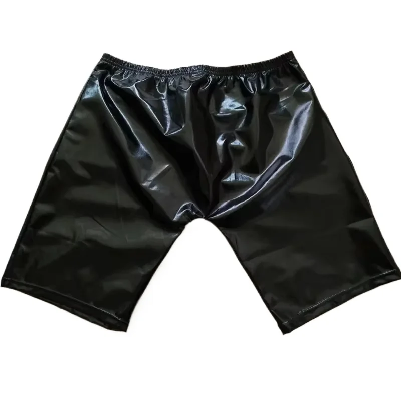 

Мужские черные шорты из искусственной кожи, узкие трусы-боксеры, повседневные модные спортивные тонкие короткие брюки для спортзала для фитнеса