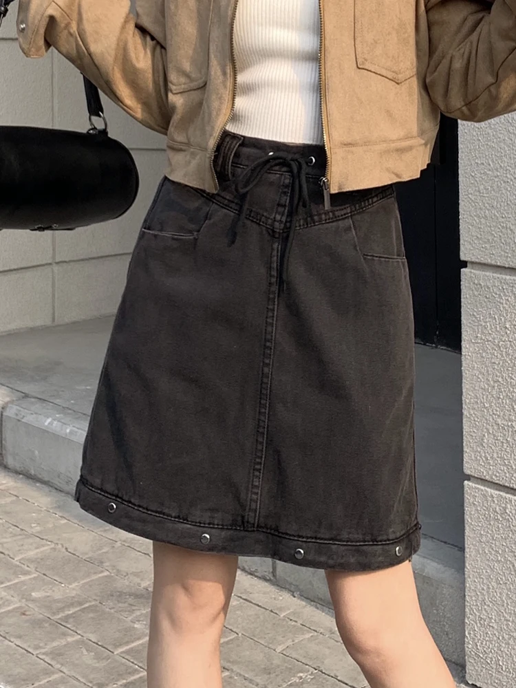 Vintage Detachable Hot Girls Women's High Waist Mid-Length Skirts A-Line Fashion Y2K Maxi Skirts Girls Cargo Skirts with Pocket