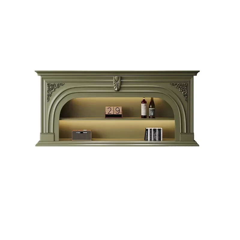 Light French mantel, white TV cabinet, cream wind porch cabinet, small apartment rack