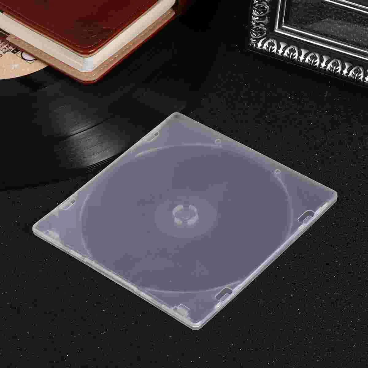 12PCS Ultrathin DVD Case Transparent CD Package Portable CD Storage Box for Home Cinema (White) CD box