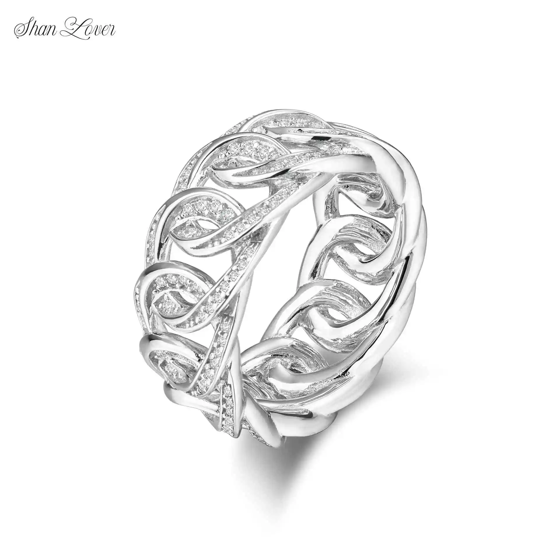 

ShanLover Brand Luxury Designer Grade High Quality 925 Sterling Silver With Hollowed Out Design For Woman Full Ring