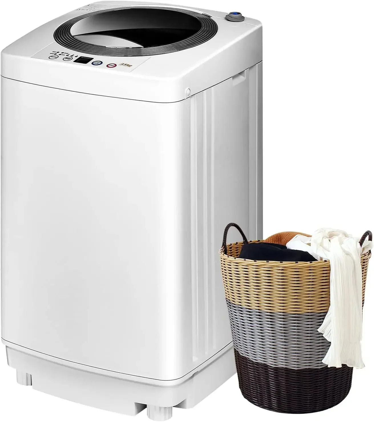 COSTWAY Portable Washing Machine, 8Lbs Capacity Full-automatic Washer with 6 Wash Programs, LED Display, 3 Water