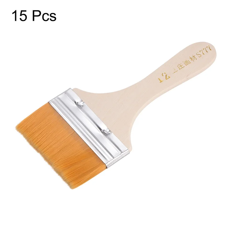 

Стильные-15 шт. кисти для рисования, нейлоновая кисть для рисования с плоской стеной, мягкая щетина с деревянной ручкой для рисования своими руками