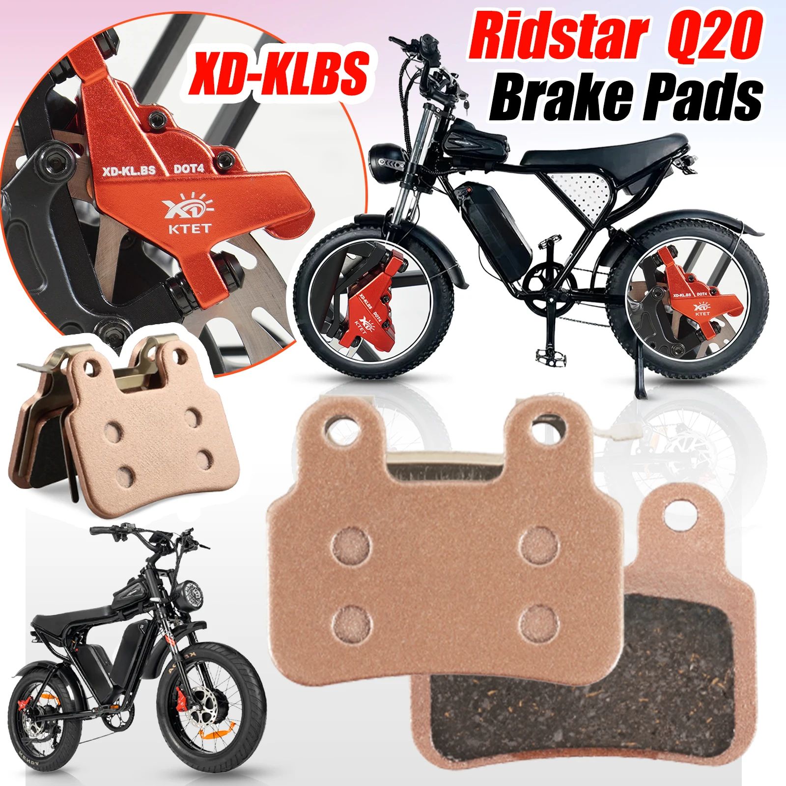 

Upgrade 2-Pair Semi-metal Brake Pad Set, F/R: Fits XD-KLBS-DOTS & XOD Calipers – For Ridstar Q20/Q20Pro/H26Pro/EKX X2/X21/Freego