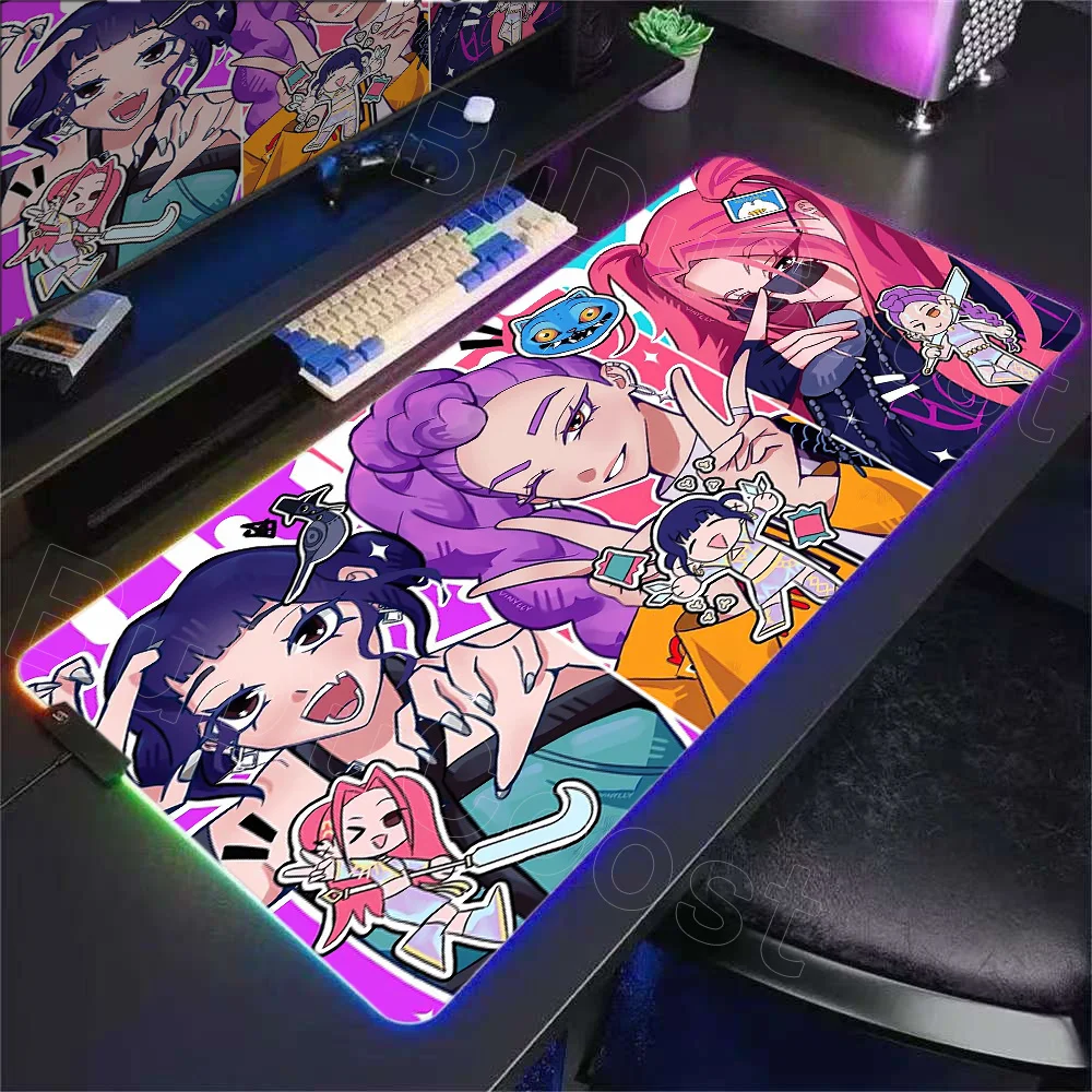 

New Wallaper KPop D-Demon H-Hunters RGB Mouse Pad Non-slip Gaming Accessories Large Office XXL Keyboard Desk Mat Rubber Mousepad