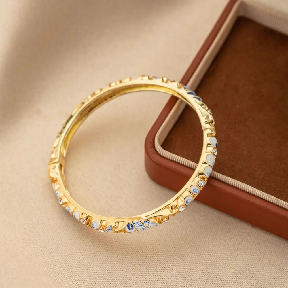 Rich Colors Light Luxury Court-style Bracelet Electroplating Craft Alloy Material Enamel Oil-drip Floral Bracelet Round Bangle