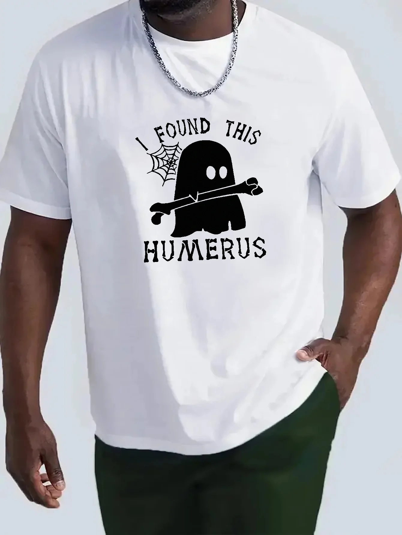 Lovely Ghost Cartoon Pattern Men s T-shirt For Summer Outdoor  Casual Male Clothing  Halloween Gift