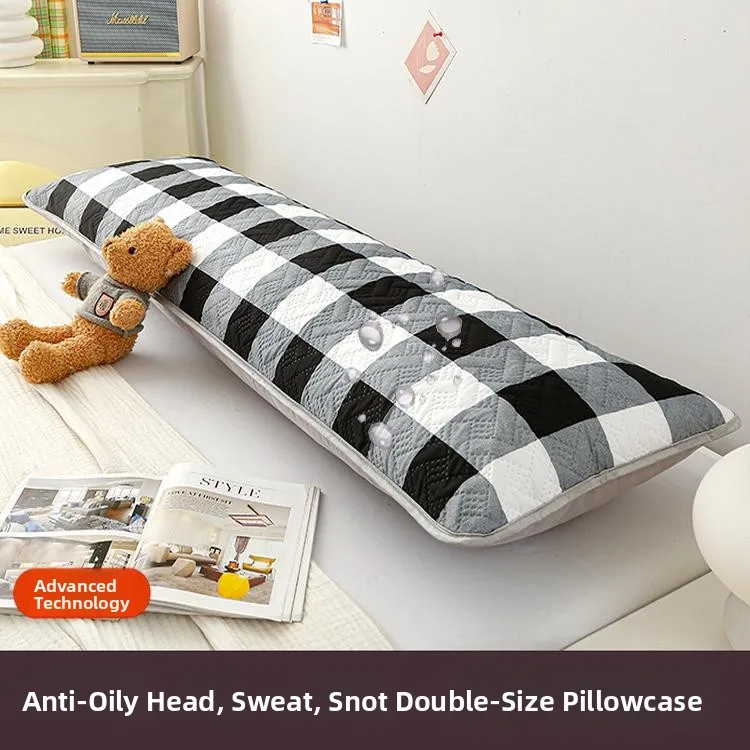 Long Double Person Pillowcase 48x150 Extended Couple Anti-Sweat Core Yellowing Home Use Single Person Polyester Bedding