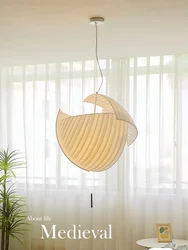 Japanese Wabi Sabi Fabric Designer Led Pendant Lights Living Dining Room Chandeliers Lighting Home Decor Hanging Lamps Fixtures