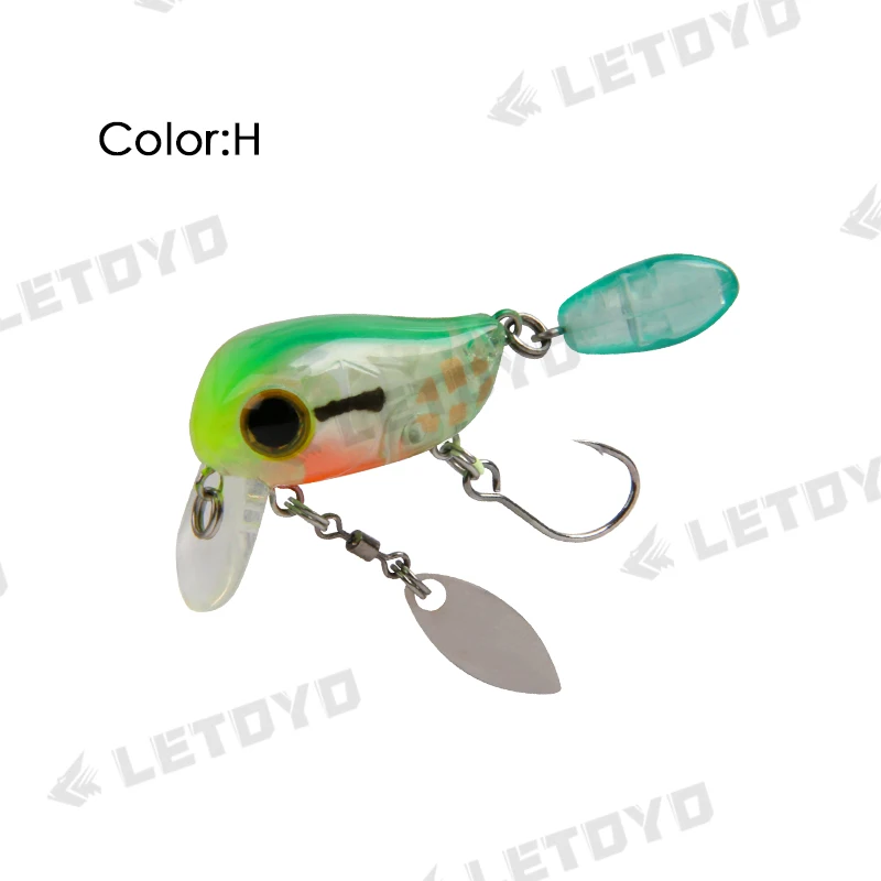 LETOYO Schwimmende Mikro-Kurbelköder, 30 mm, 2 g, künstliche Oberfläche, Wake-Köder, Kurbel-Wobbler mit Löffel, Angelköder für Forellenbarsch