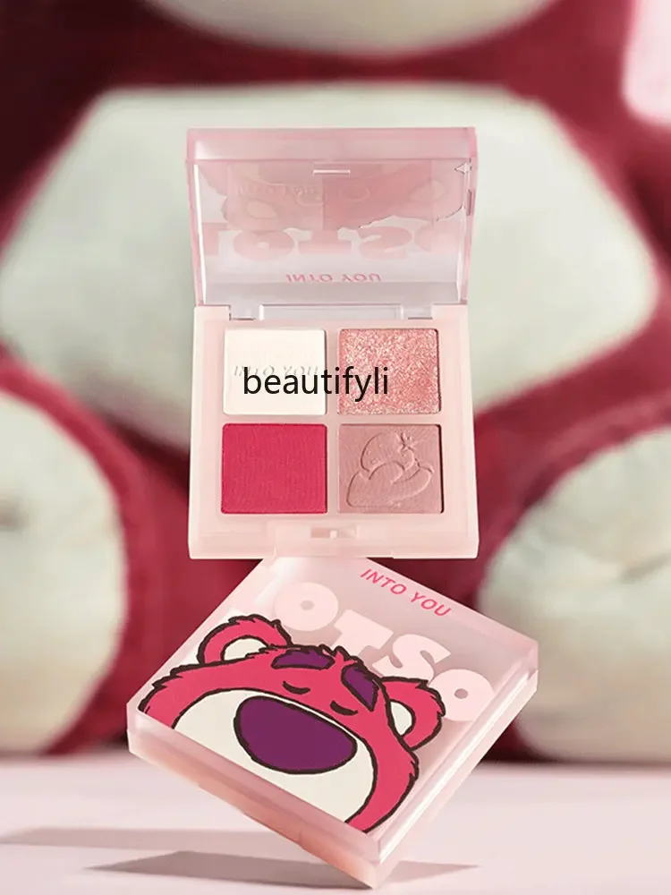 zq into You Strawberry Bear Four Color Eyeshadow Palette Color Lasting Sweet Berry Millennium Hot Girl Matte Shimmer