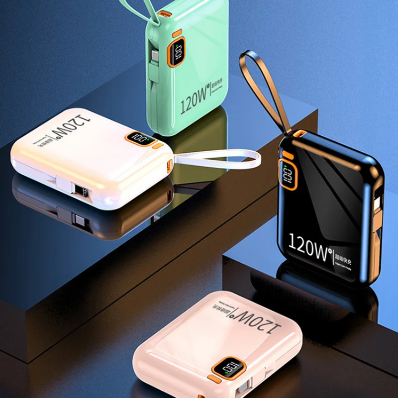 Power Bank Portabel 50000mAh PD 120W Kapasitas Tinggi Kabel Pengisian Cepat Dua Arah Mini Powerbank Untuk IPhone Samsung Xiaomi 2025