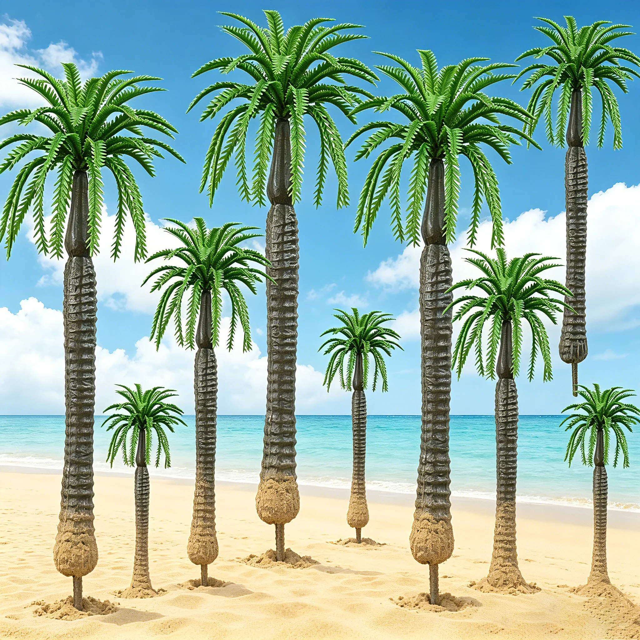 

10Pcs Model Trees 5.5cm/8cm//12cm Palm Coconut Tree for Making Sand Table Park Rainforest Landscape Plants Materials Decorations