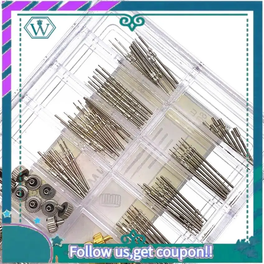 A09P 170 قطعة/صندوق ساعة تاج أجزاء استبدال متنوعة قبة شقة رئيس ساعة اكسسوارات طقم أدوات إصلاح اكسسوارات مجموعة أدوات #2