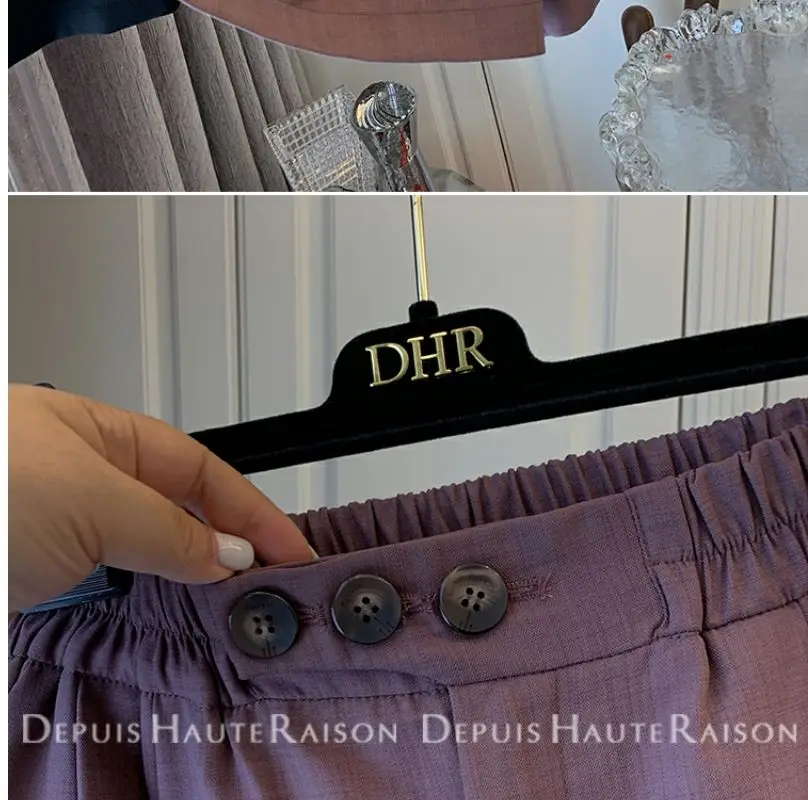 女性用伸縮性ウエストスーツショーツ、ゆったりデザイン、ニッチなハイウエストワイドレッグパンツ