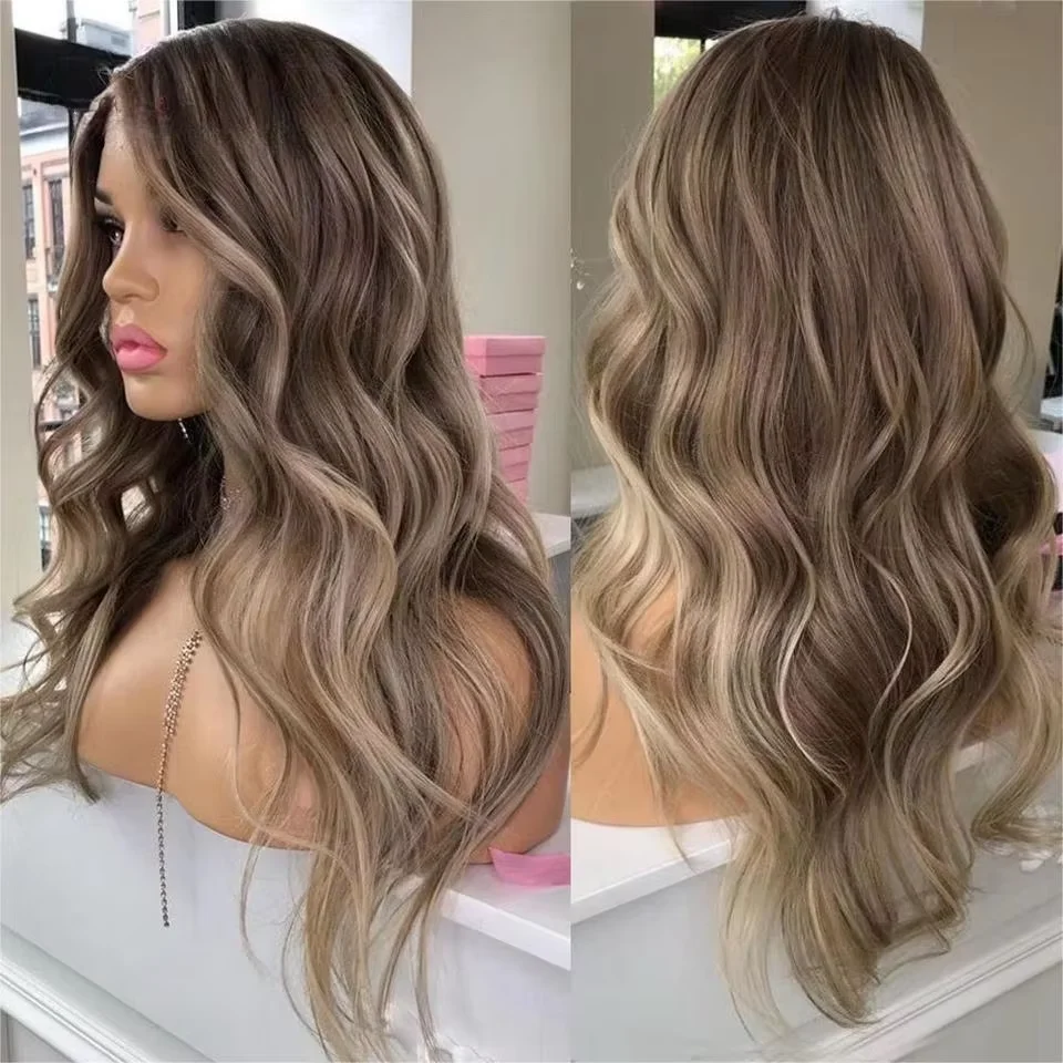 Glueless Highlight Brown Body Wave 26“ 5x5 Silk Base Jewish Human Hair Wig Baby Hair HD Lace European Hair Preplucked Wig Daily
