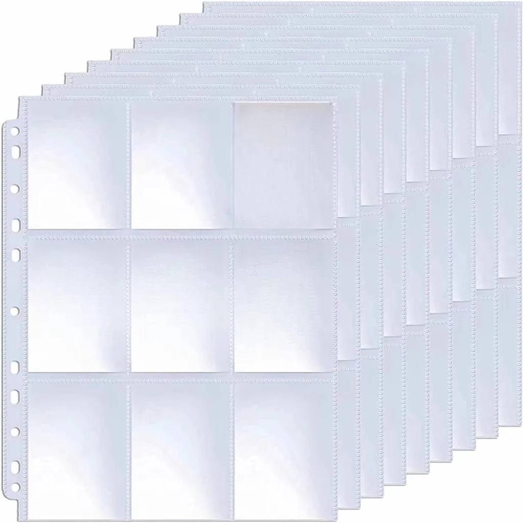 9 Pocket Trading Gaming Card Sleeves Storage Wallet Album Binder Pages Collection Coin Holders Sleeves YuGiOh Photo Albums