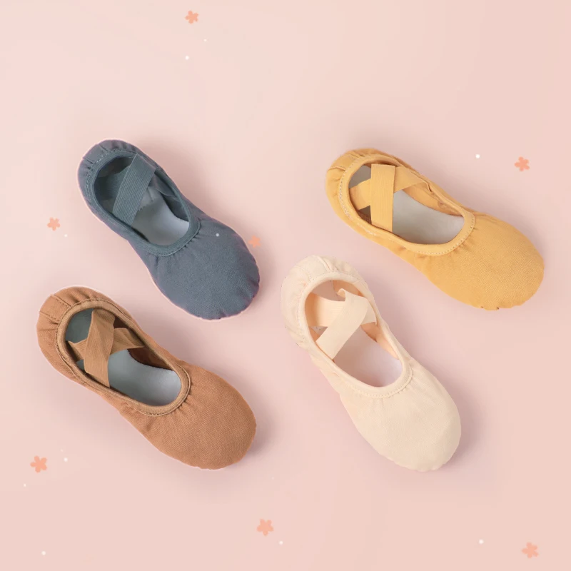 Ballet Shoes For Dancing Women Ballet Flats Slippers One Piece Canvas Ballet Shoes Split Sole Ballerina Slip On Practice Shoes