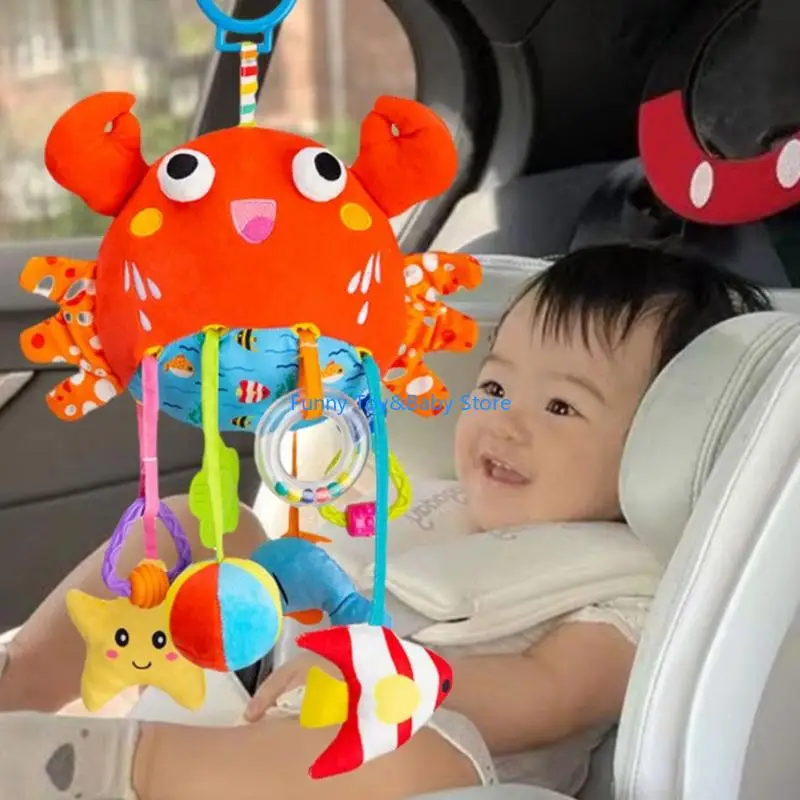 Jouet suspendu pour poussette avec hochet apaisant pour nouveau-nés, berceau interactif Mobile pour le développement visuel