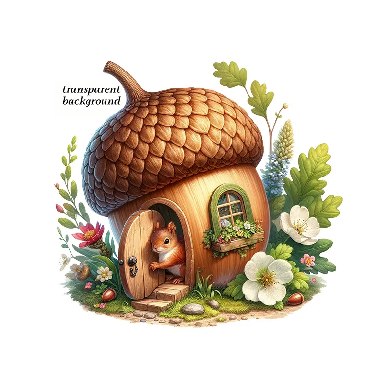 Cute squirrel house wall stickers bedroom children's room background decoration mural animal home decoration self-adhesive wallp