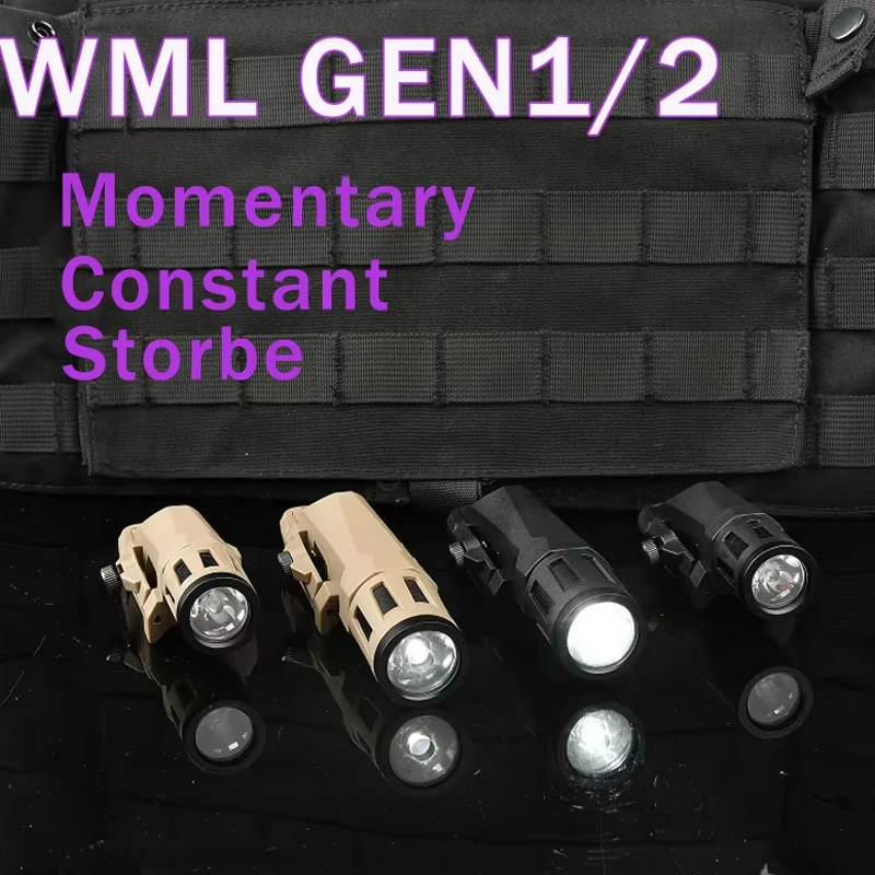 

WML GEN1/2 WADSN LED Strobe light Tactical Airsoft Helmet Flashlight Illuminator Constant Momentary Storbe 3 Modes Long Version