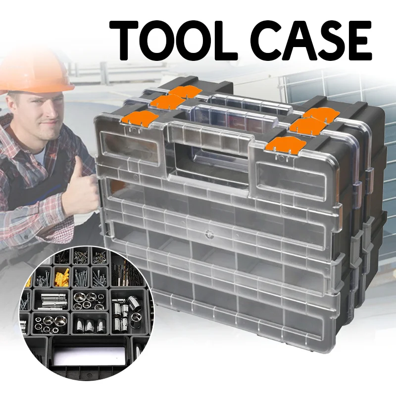 

Parts Tool Box Stackable Organizer Box Electrician Piece Toolbox Plastic Suitcase Screw Storage Box Garage Workshop