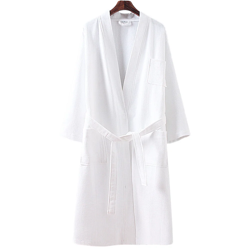 Maternity Long Sleeve Robe Women's Lightweight Waffle Cotton Soft Comfortable Kimono Spa/Bath Night-Robe Homewear Pajamas