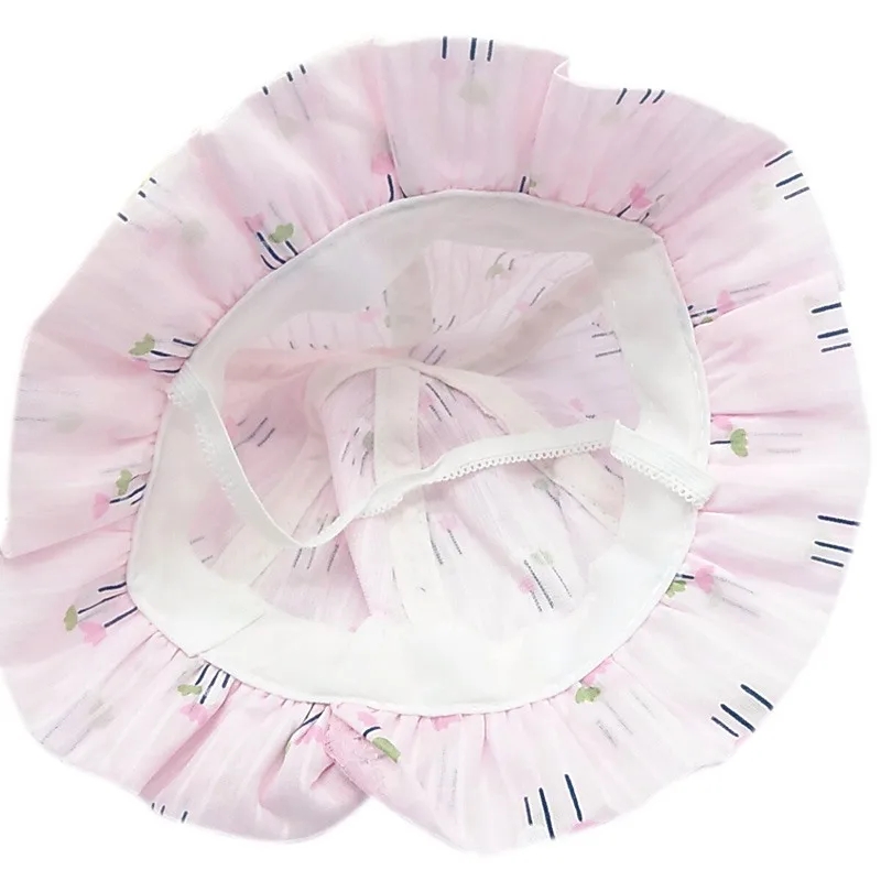 Baby Summer Bucket Hat Lace Bow Floral Print Newborn Cap Cotton Toddler Sun Hats Infant Bucket Cap Accessories