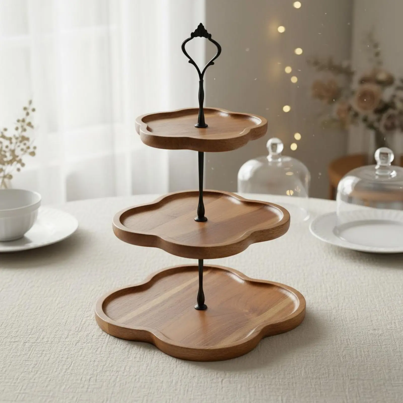 3 Tier Cupcake Stand Easy to Display Cupcake Display 2-Tier Cake Stand Stackable Trays 2 Level Dessert Tray Decorative Handle